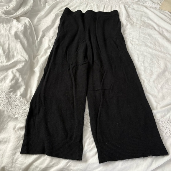 Nordstrom XL 100% cashmere Black Wide Leg Lounge Pants Women's Elastic - Picture 8 of 8